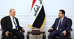 رئيس وزراء العراق محمد شياع ورئيس المجلس الوطني الفلسطيني روحي فتوح سنة 2023