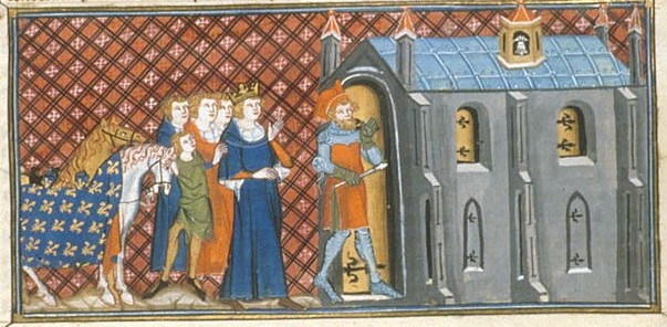 Ludvik VI. Francoski na obisku v St. Denisu (ilustracija iz 14. st.)