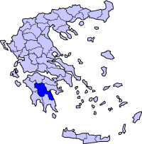 Localização de Arcádia na Grécia