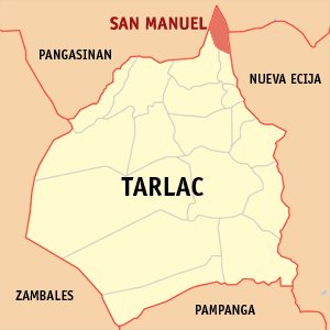 Mapa han Tarlac nga nagpapakita han kahamutang han San Manuel