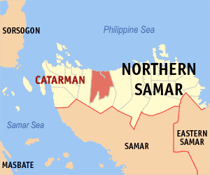 Mapa sa Amihanang Samar nga nagpakita kon asa nahimutang ang Catarman