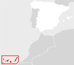 Kapuloan Canary dumunung ing sisih kidul-kulon dharatan Sepanyol