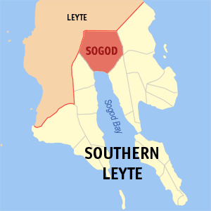 Mapa sa Habagatang Leyte nga nagpakita kon asa nahimutang ang Sogod