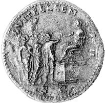 Monnaie présentant une scène de famille.