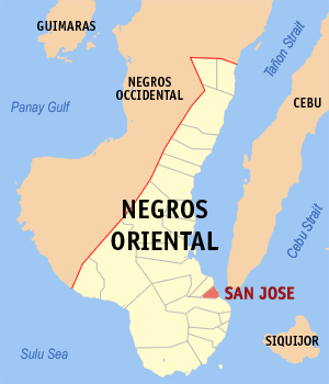 Mapa han Negros Oriental nga nagpapakita kon hain an San Jose