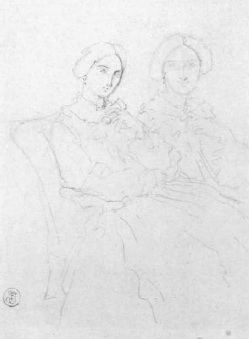 Sketch showing two seated figures
