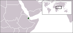 Amplasarea Djiboutiului (verde) în Africa de Est