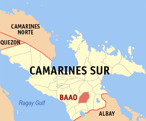Mapa sa Camarines Sur nga nagapakita kon asa nahamutangan ang Baao