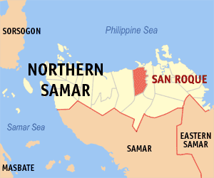 Mapa san Northern Samar nga nagpapakita kon hain an San Roque