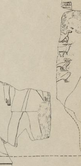 Drawing of a fragmentary relief showing a man standing