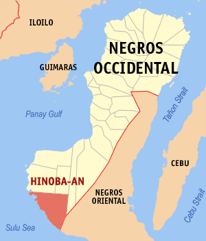 Mapa han Negros Occidental nga nagpapakita kon hain nahamutangan an Hinoba-an