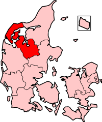 Localização do condado de Viborg na Dinamarca.
