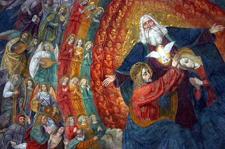 Le Couronnement de la Vierge, fresque de l'église San Simpliciano de Milan, Ambrogio Borgognone (1515).