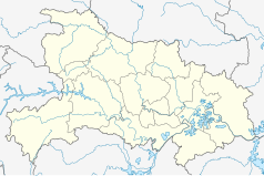 Mapa konturowa Hubei, na dole po prawej znajduje się punkt z opisem „Chongyang”
