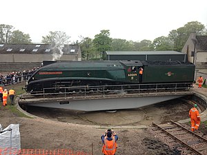 A4 Pacific No.9 "Union of South Africa" on the Ferryhill turntable, May 2019