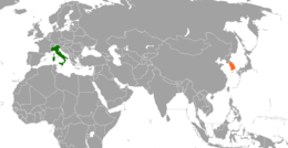 Mappa che indica l'ubicazione di Italia e Corea del Sud