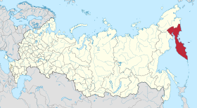 Localização do Krai de Camecháteca na Rússia.