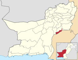Map of Balochistan with Usta Muhammad District highlighted
