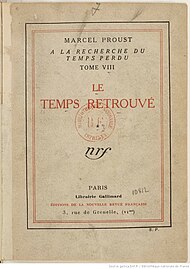 Capa da primeira edição, da Gallimard, de Le Temps retrouvé, de 1927.