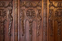 Carvings in wooden wall panels on the walls of the Collector's Office