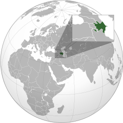 Location of Azerbaijan (green)[lower-alpha 1] (light green).