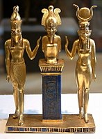 Osiris, Isis en Horus met de naam van Farao Osorkon II