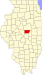 Harta statului Illinois indicând comitatul DeWitt