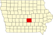 Harta statului Iowa indicând comitatul Jasper