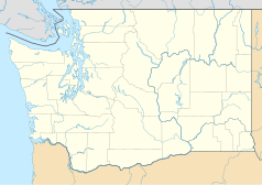 Mapa konturowa Waszyngtonu, blisko centrum na lewo znajduje się punkt z opisem „Clyde Hill”