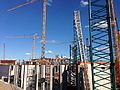 September 2, 2014: pillars rise throughout the building's foundation