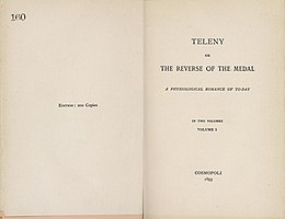 Title page, showing details of Teleny
