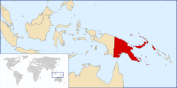 Lokasie van Papoea-Nuuj-Guinea