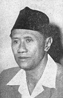 Black-and-white portrait of Soekiman Wirjosandjojo wearing a kopiah