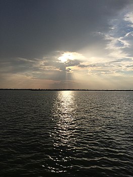 Sunset over Veeranam lake