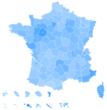 Dukungan untuk Fillon menurut departemen dan kota besar
