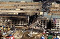 Image 1 American Airlines Flight 77 Photo: Tech. Sgt. Cedric H. Rudisill, USAF Damage caused by American Airlines Flight 77 to the Pentagon as a result of the September 11 attacks. The flight was one of four commercial airliners hijacked that day, and the perpetrators crashed it into the building, causing 189 deaths, including all 64 on board the plane. The damaged sections were rebuilt in 2002. More selected pictures