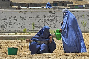 Femmes afghanes en burqa, considéré comme voile intégral.