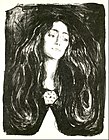 El broche, Eva Mudocci, 1903, litografía impresa sobre papel, Munch Museum, Oslo.