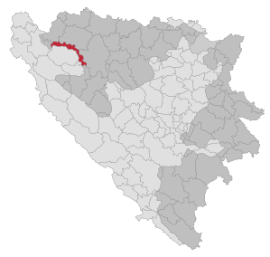 Lage der Gemeinde Oštra Luka in Bosnien und Herzegowina (anklickbare Karte)