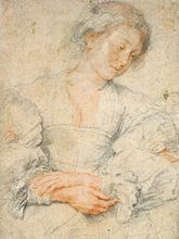 Young Woman with Folded Hands, c. 1629–30, red and black chalk, heightened with white, Boijmans Van Beuningen