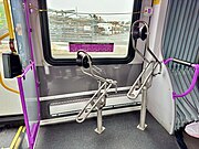 Interior bicycle rack on a bus