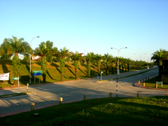 A view of a T-junction on the main boulevard in Bukit Jelutong.