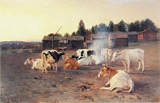 Cows in Turf Smoke, 1891 (fi)