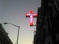 Image 15A 'Jesus Saves' neon cross sign outside of a Protestant church in New York City (from Salvation in Christianity)