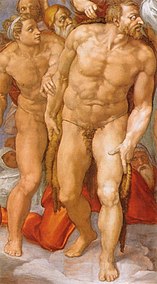 Michelangelo: Detail aus dem Fresko des Jüngsten Gerichts, um 1540 (Sixtinische Kapelle, Rom)