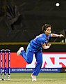 Yadav bowling for India against Bangladesh during the 2020 ICC Women's T20 World Cup]]