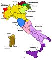 Principales grupos lingüísticos de Italia.