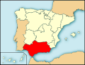 منطقه اندلس بر روی نقشه اسپانیا