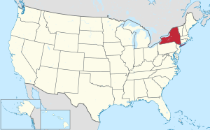 Bản đồ của Hoa Kỳ với New York được đánh dấu