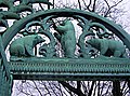 Sculpted bears on the Rainey Memorial Gate at the Bronx Zoo in Bronx, New York - Paul Manship 1933